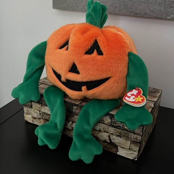 NWT PUMKIN Large Beanie Baby Vintage 1999 Halloween Retired Pumpkin TY - Picture 2 of 12